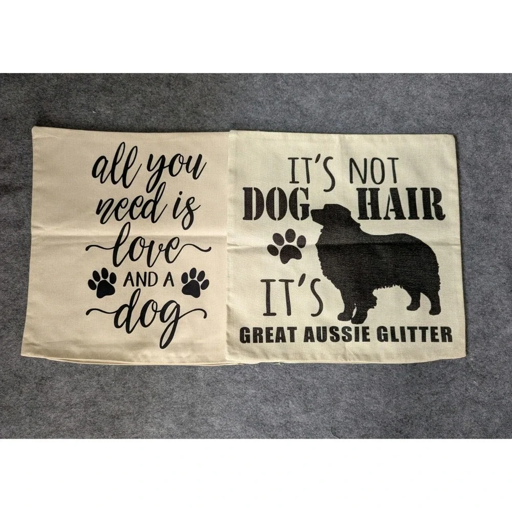 Set Of 2 Dog Pillow Cases Sham Puppy 17x17